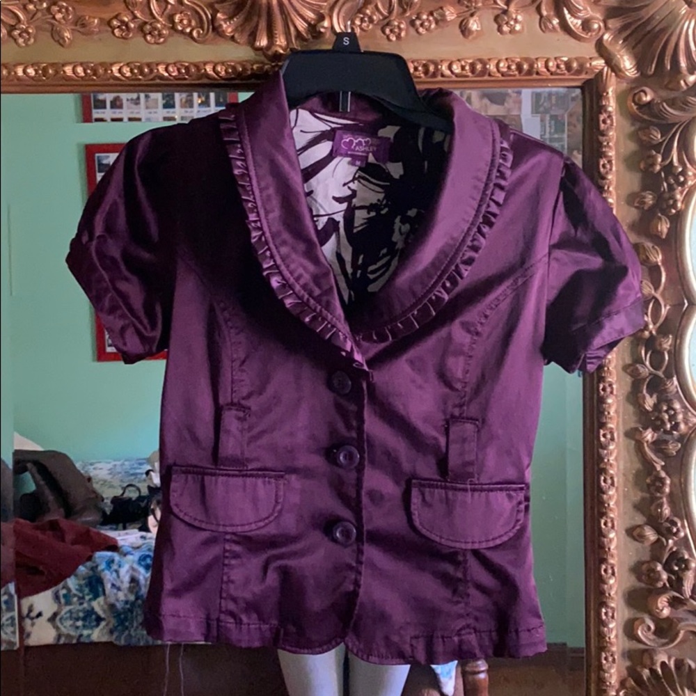 Silky purple button up blouse